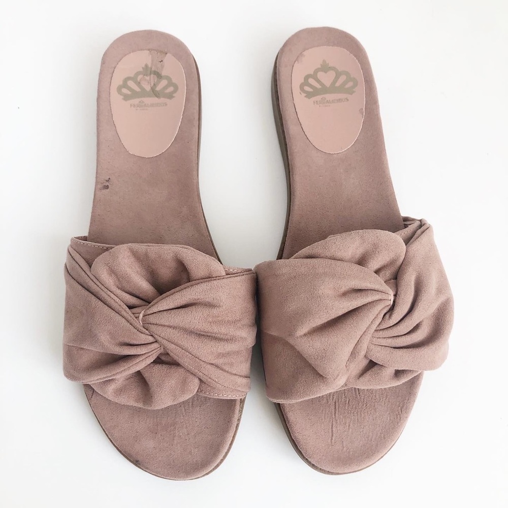 Fergalicious mauve slip on sandals